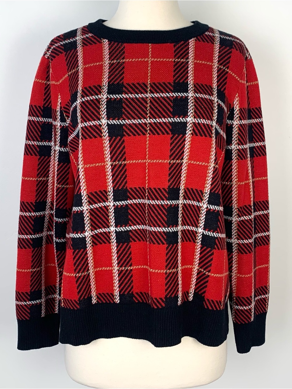 Charter Club Plaid Knit Sweater Size PXL NWT